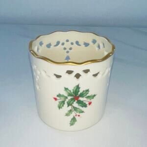 Lenox Votive Candle Holder - Holiday Dimension Collection - Holly & Berry